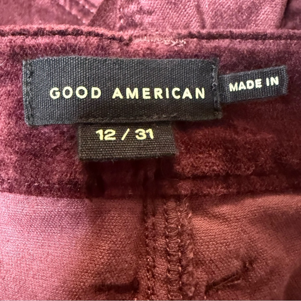 Good American Velvet OxBlood Burgundy Mini Skirt women’s sz 12 new nwt - Picture 9 of 10
